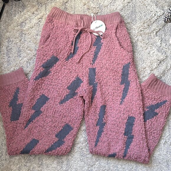 Macaron Cozy Pink and Gray Lounge Pants Size M NWT - Picture 4 of 4
